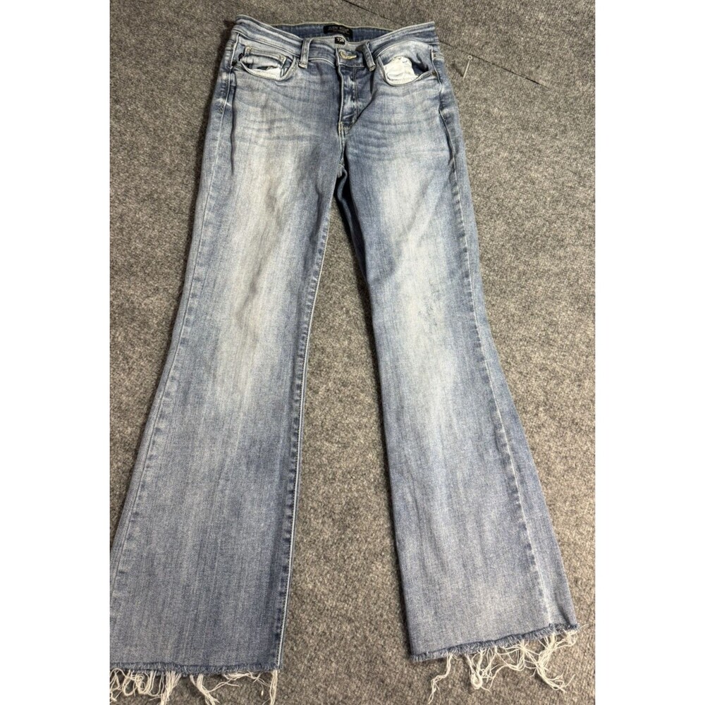 Judy Blue Bootcut Jeans Women’s 7/28 Medium Wash Distressed Fringe Hem High Rise